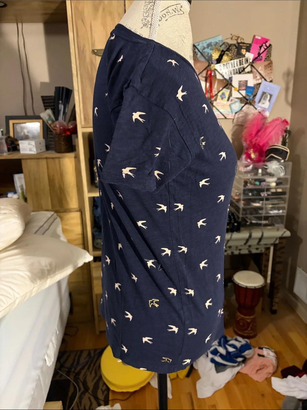 J Crew Navy Short-Sleeve Bird Print Tee- XS